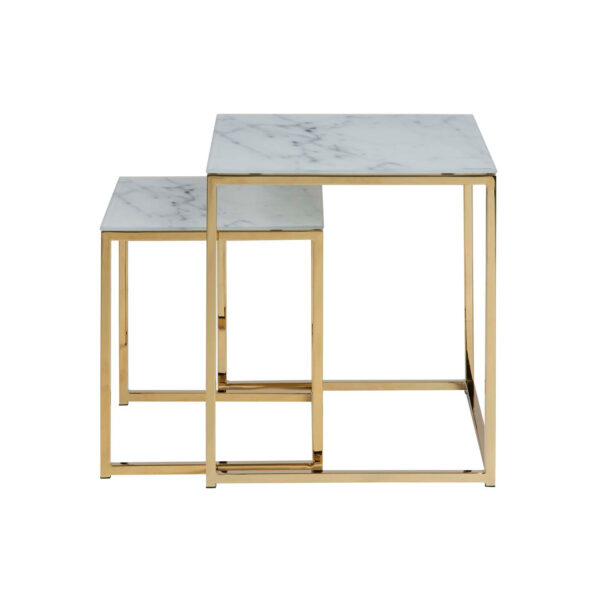 Køb ACT NORDIC Alisma indskudsborde -  glas m. hvid marmor print og guld metal online billigt tilbud rabat møbler