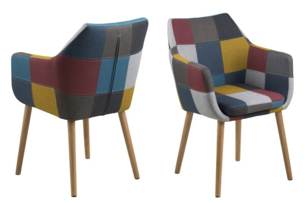 Køb ACT NORDIC Nora armstol - multifarvet stof m. egetræsben online billigt tilbud rabat møbler