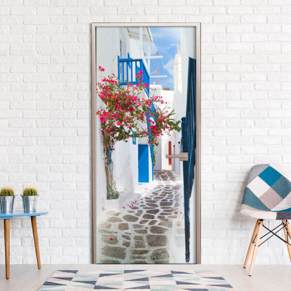 Køb ARTGEIST Fototapet til døren - Walk through Santorini 100x210 online billigt tilbud rabat møbler