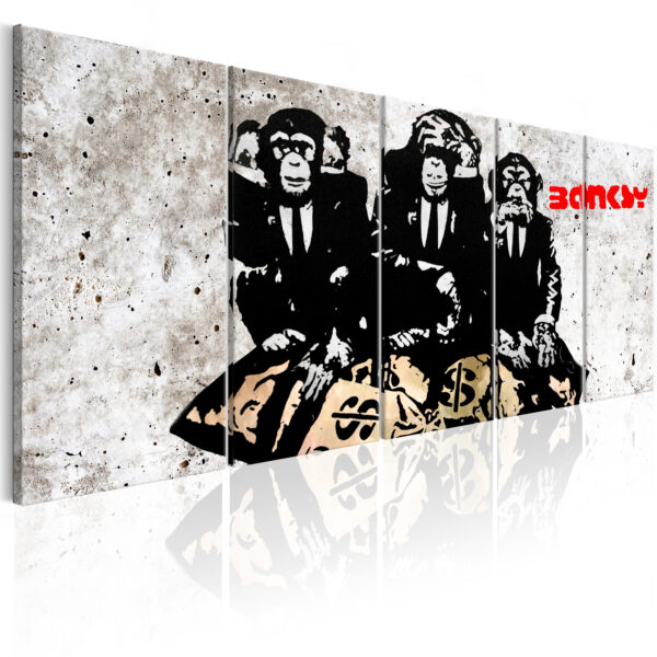 Køb ARTGEIST billede trykt på lærred - Banksy: Three Monkeys