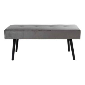 Køb HOUSE NORDIC Skiby bænk - grå velour/sort metal online billigt tilbud rabat møbler