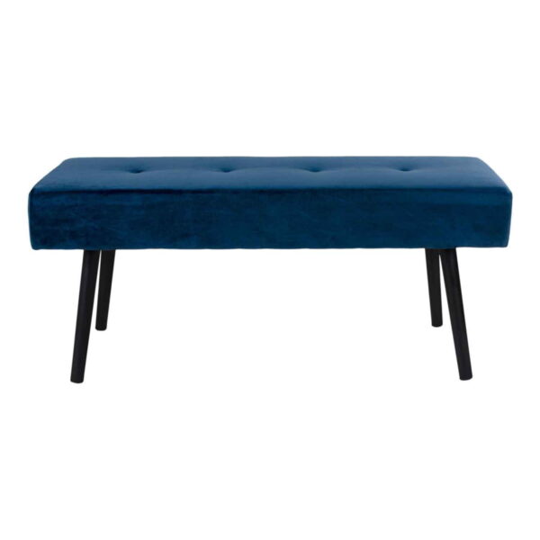 Køb HOUSE NORDIC Skiby bænk - mørkeblå velour/sort metal online billigt tilbud rabat møbler