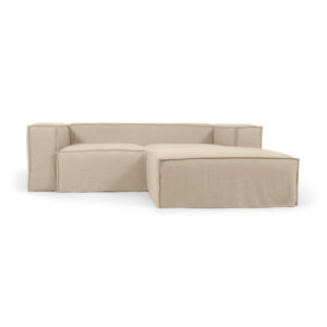 Køb LAFORMA Blok 2-personers sofa med højre chaiselong & aftageligt betræk i beige hør
