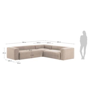 Køb LAFORMA Blok hjørnesofa - beige polyester online billigt tilbud rabat møbler