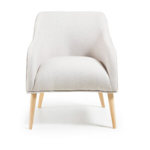 Køb LAFORMA Bobly lænestol i beige med træben med naturlig finish online billigt tilbud rabat møbler