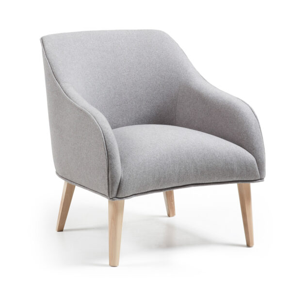 Køb LAFORMA Bobly lænestol i grå med træben med naturlig finish online billigt tilbud rabat møbler