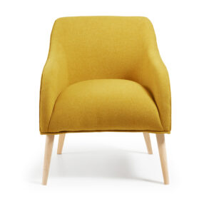 Køb LAFORMA Bobly lænestol i sennep med træben med naturlig finish online billigt tilbud rabat møbler