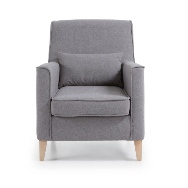 Køb LAFORMA Glam lysegrå lænestol med ben af massiv bøgetræ. online billigt tilbud rabat møbler