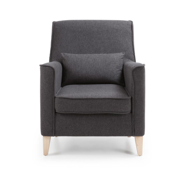 Køb LAFORMA Glam mørkegrå lænestol med ben af massivt bøgetræ. online billigt tilbud rabat møbler