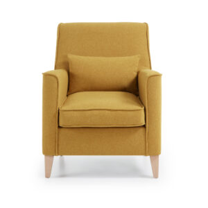 Køb LAFORMA Glam sennepslænestol med ben af massivt bøgetræ. online billigt tilbud rabat møbler
