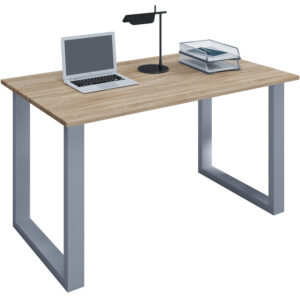 Køb Lona U-feet skrivebord - natur træ og sølvgrå metal (140x80) online billigt tilbud rabat møbler