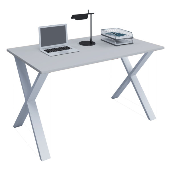 Køb Lona X-feet skrivebord - grå træ og hvid metal (140x80) online billigt tilbud rabat møbler