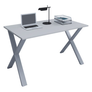 Køb Lona X-feet skrivebord - grå træ og sølvgrå metal (140x80) online billigt tilbud rabat møbler