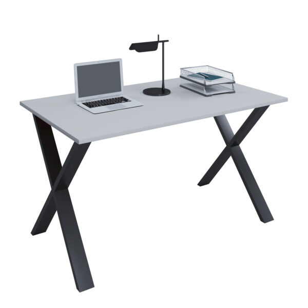 Køb Lona X-feet skrivebord - grå træ og sort metal (140x80) online billigt tilbud rabat møbler
