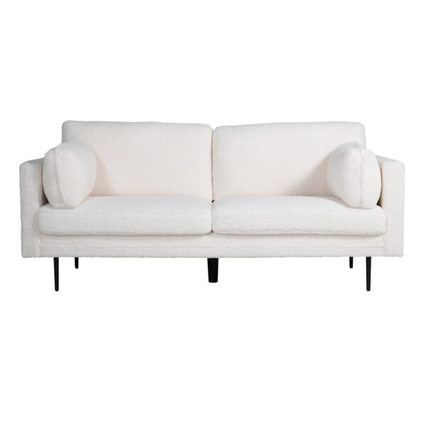 Køb VENTURE DESIGN Boom 3 pers. sofa - hvid bamsestof polyester og sort metal online billigt tilbud rabat møbler