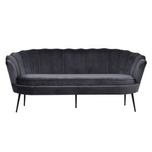 Køb VENTURE DESIGN Calais 3 personers sofa - mørkegrå velour og sort metal online billigt tilbud rabat møbler